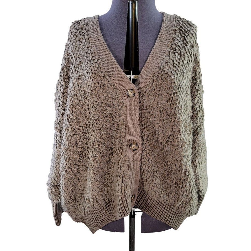 A New Day Brown Open-Knit Cardigan Sz 2X